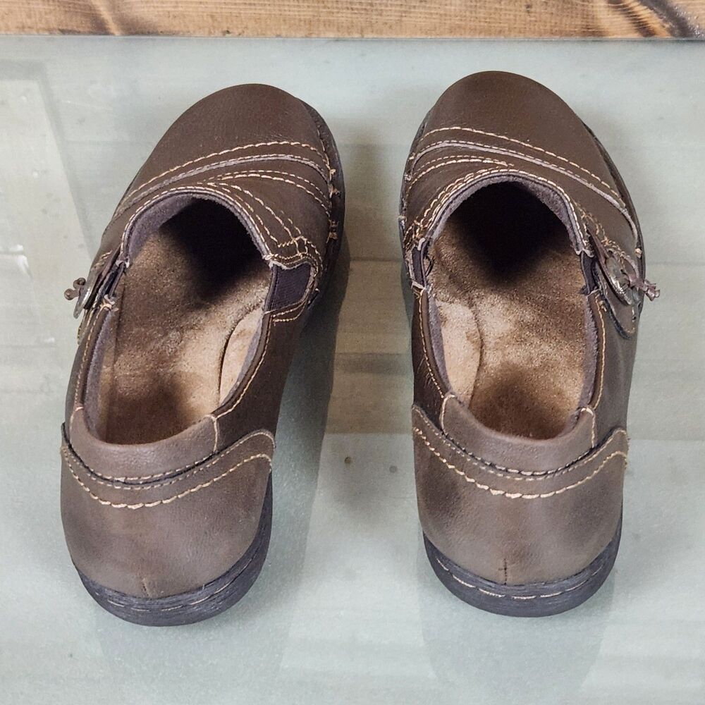 Earth Origins Brown Leather Slip On Comfort Shoes Womens Size 7M Casual - Picture 3 of 12